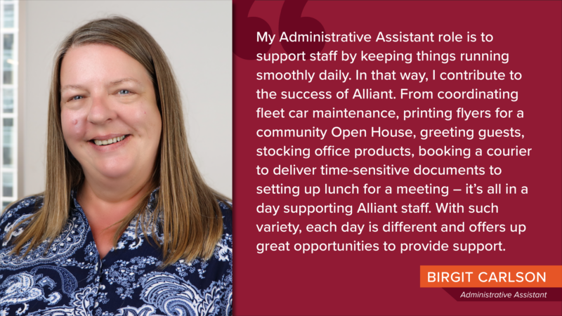 Alliant Engineering Administration Professionals Day highlight - Birgit