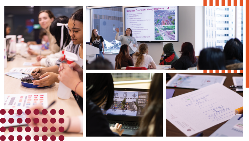 Alliant Engineering STEM  outreach. Photos of students participating in different STEM activities at Alliant's downtown office