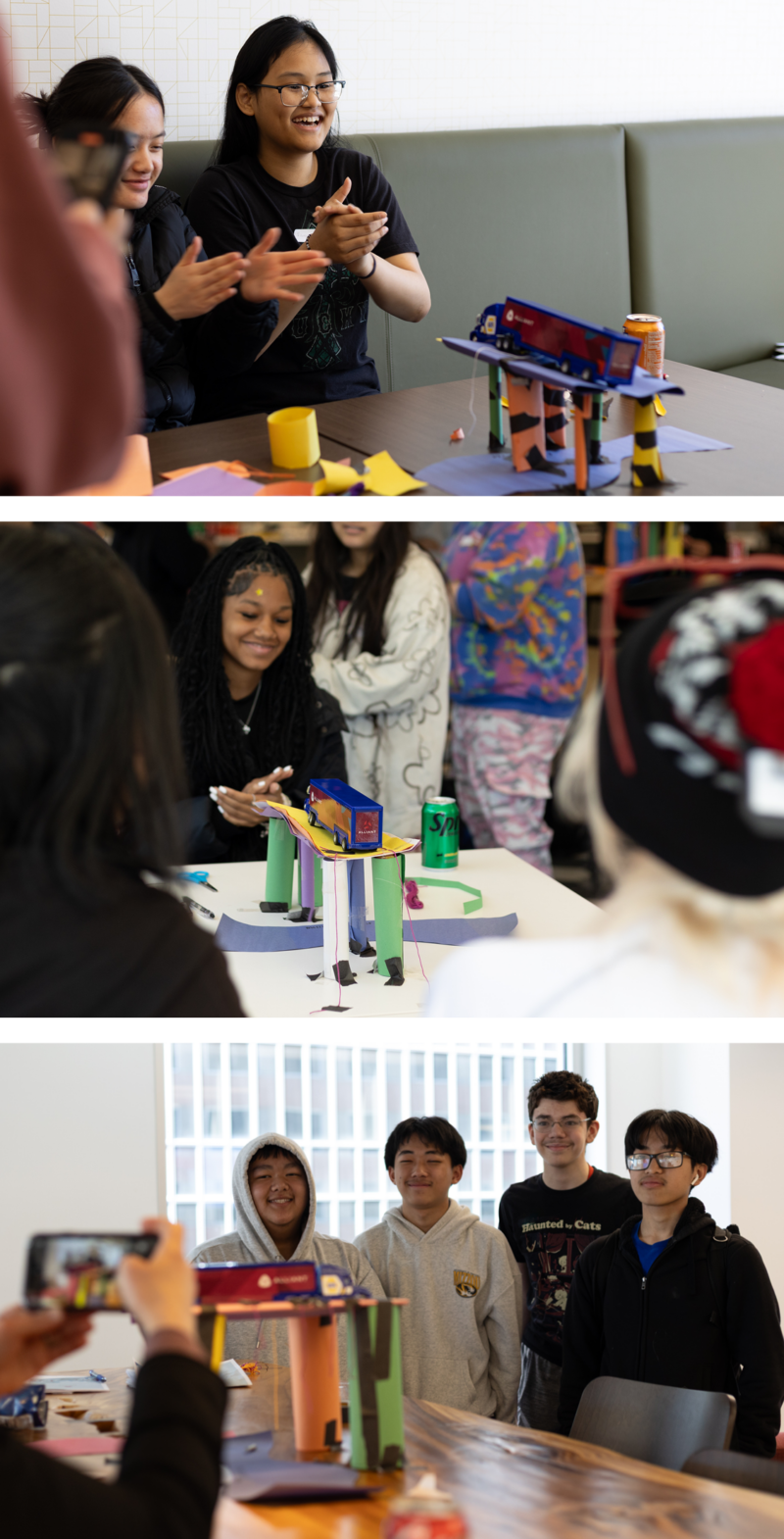 Alliant Engineering STEM  outreach. Photos of students participating in different STEM activities at Alliant's downtown office